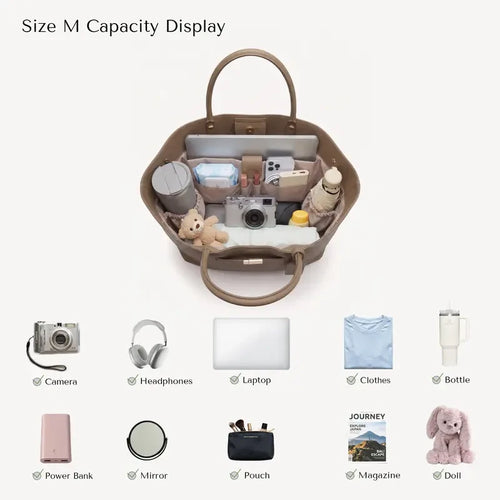 Collapsible PU Leather Top Handle Tote Bag