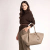 Collapsible PU Leather Top Handle Tote Bag