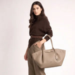 Collapsible PU Leather Top Handle Tote Bag