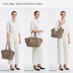 Collapsible PU Leather Top Handle Tote Bag
