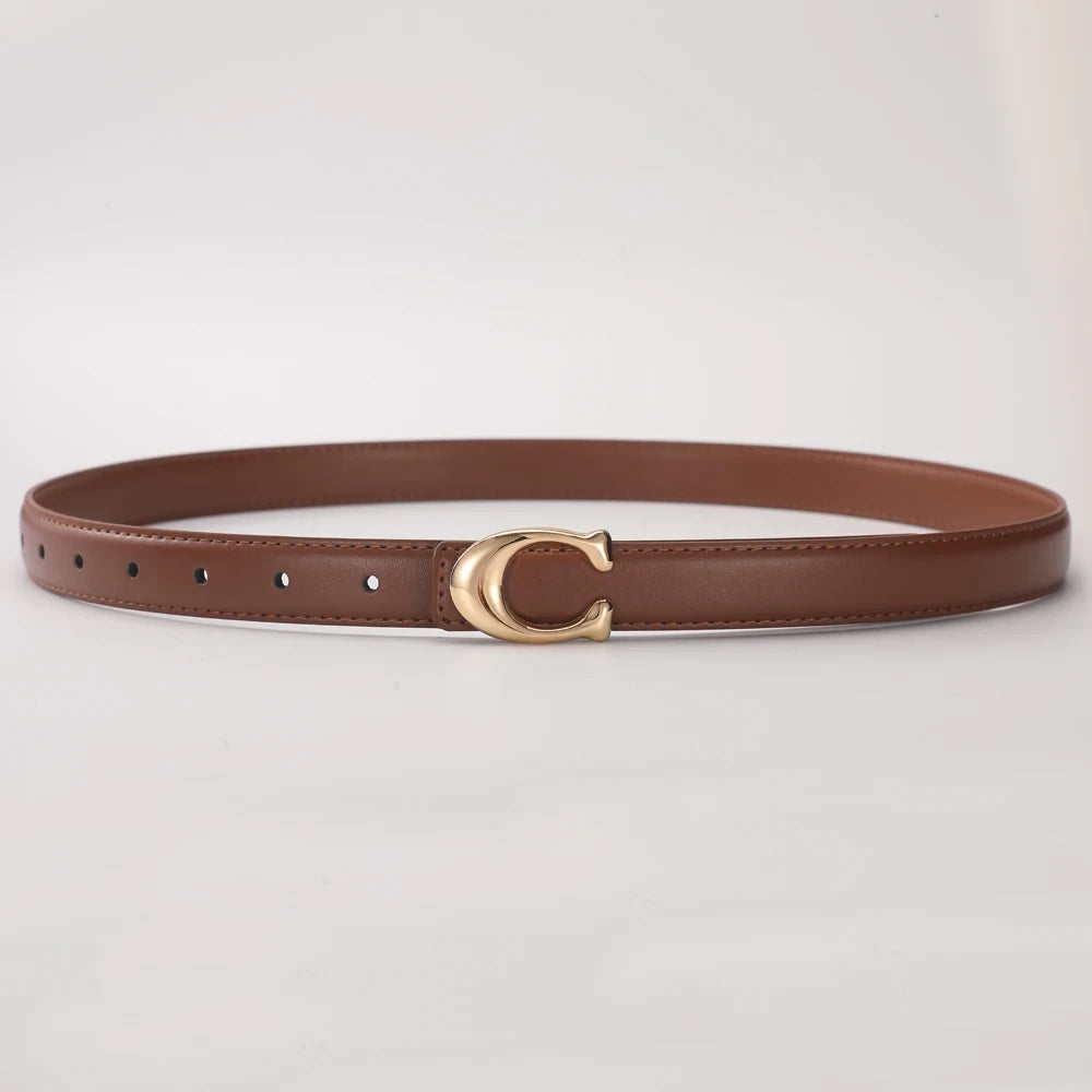 Double Sided Fashion Belt with C Shaped Buckle