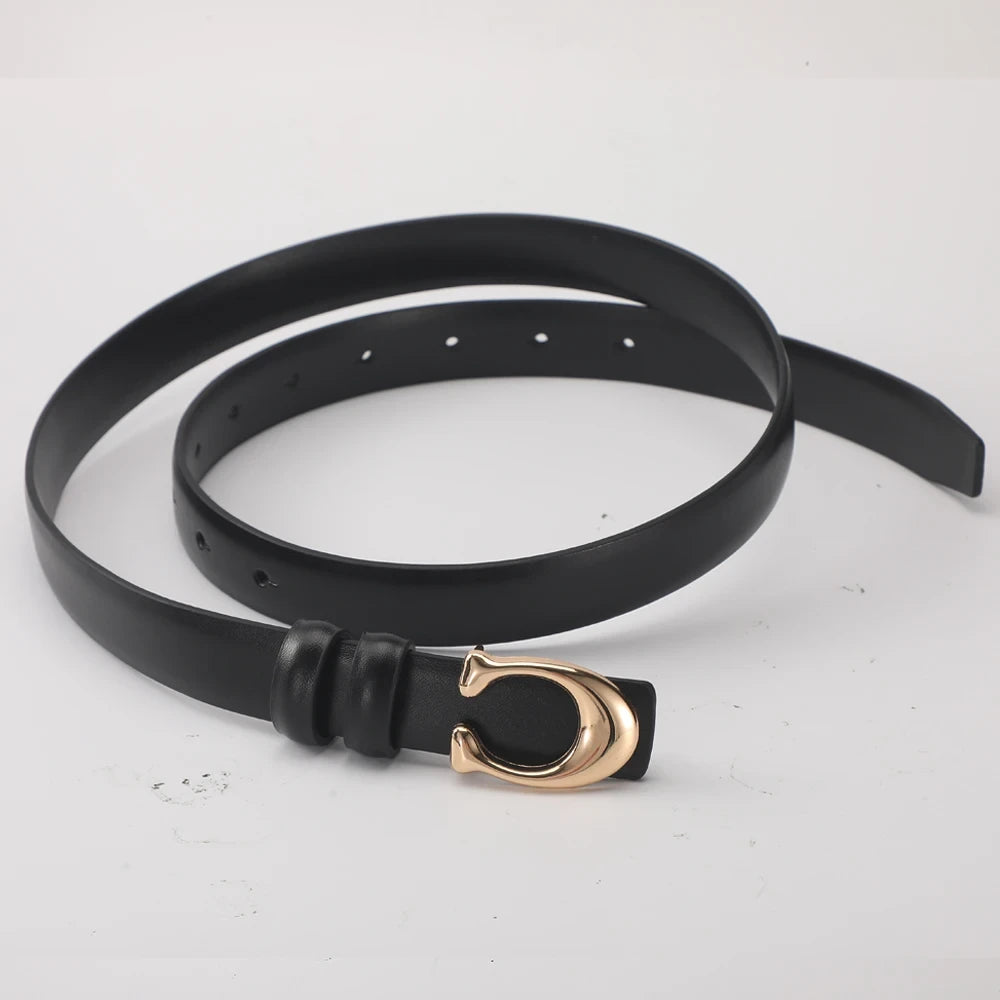 Double Sided Fashion Belt with C Shaped Buckle