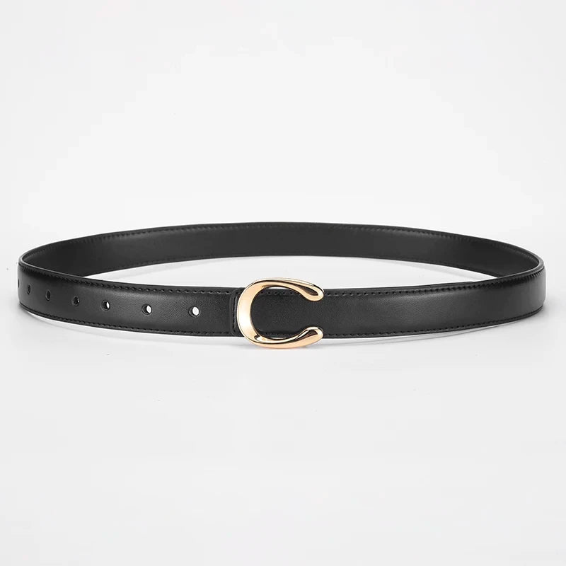 Double Sided Fashion Belt with C Shaped Buckle