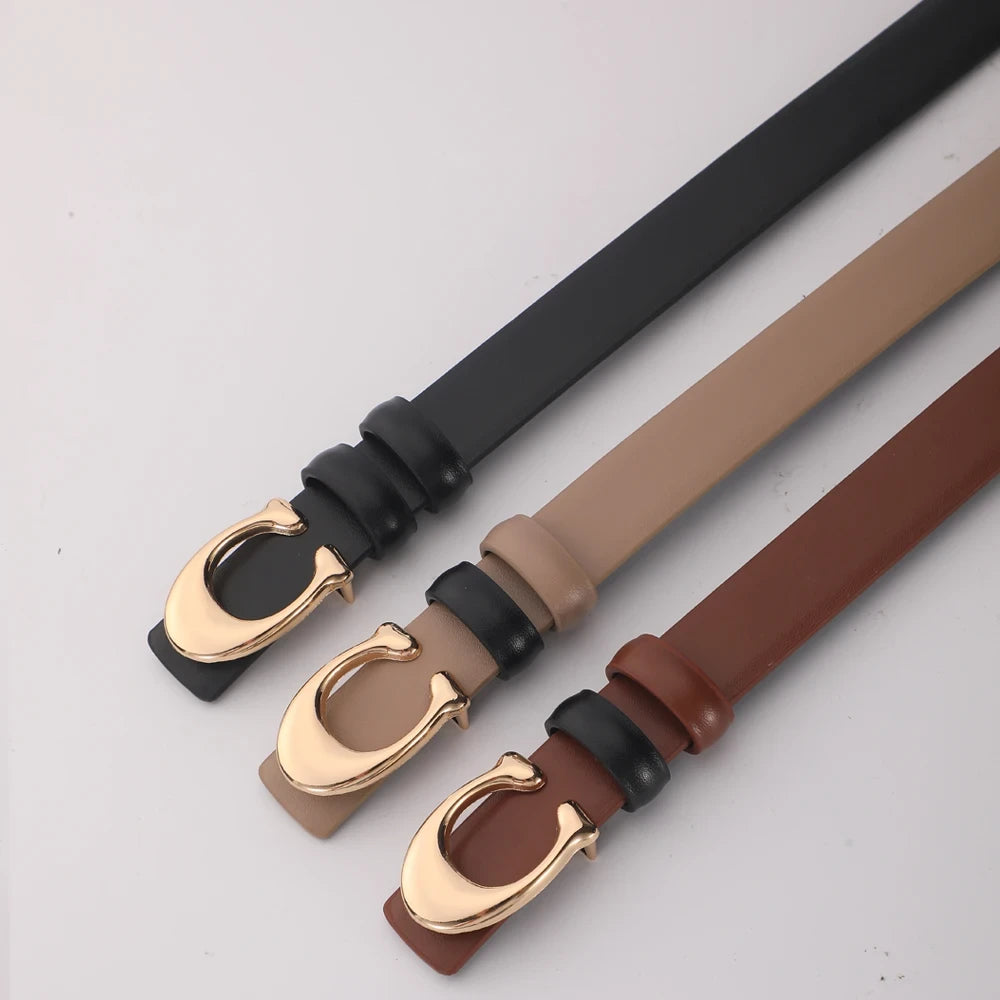 Double Sided Fashion Belt with C Shaped Buckle