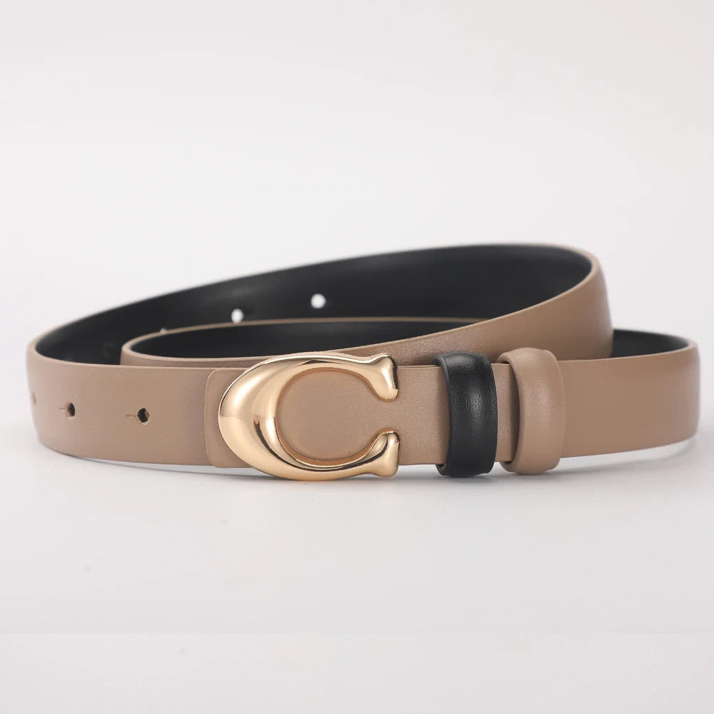 Double Sided Fashion Belt with C Shaped Buckle