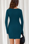 Ribbed Knit Bell Sleeve Bodycon Dress