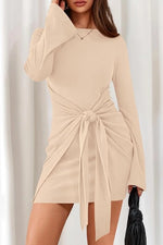 Ribbed Knit Bell Sleeve Bodycon Dress