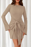 Ribbed Knit Bell Sleeve Bodycon Dress
