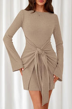 Ribbed Knit Bell Sleeve Bodycon Dress