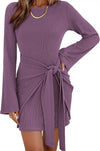Ribbed Knit Bell Sleeve Bodycon Dress