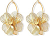 Floral Gold Dangle Hoop Earrings