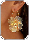 Floral Gold Dangle Hoop Earrings