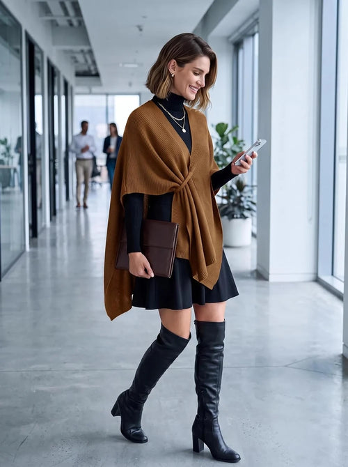 Dokotoo Soft Poncho Wrap Sweater
