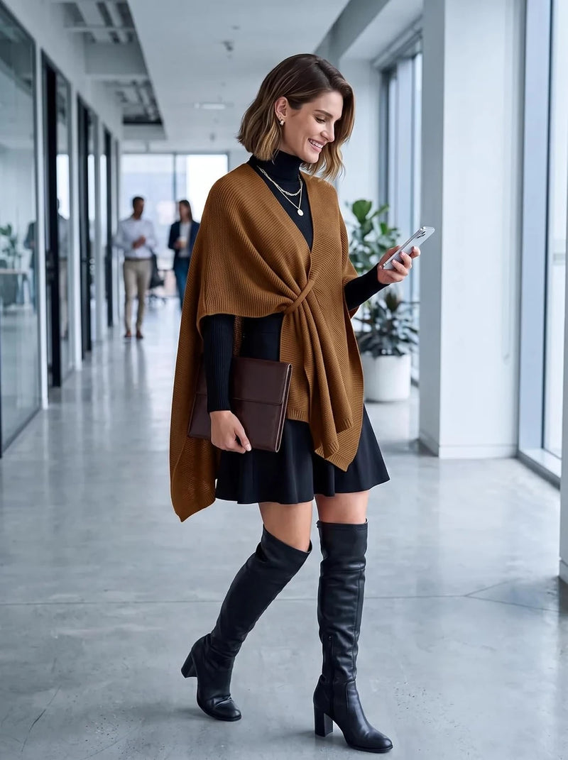 Dokotoo Soft Poncho Wrap Sweater