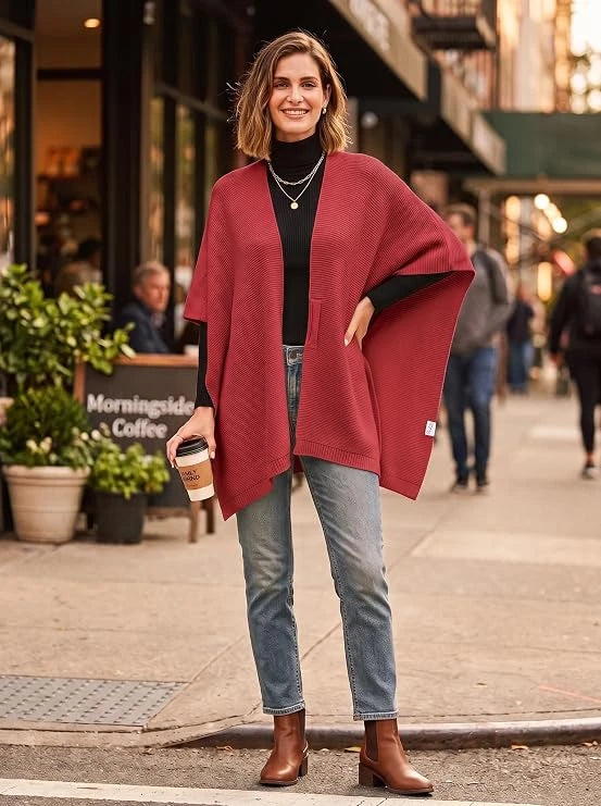 Dokotoo Soft Poncho Wrap Sweater