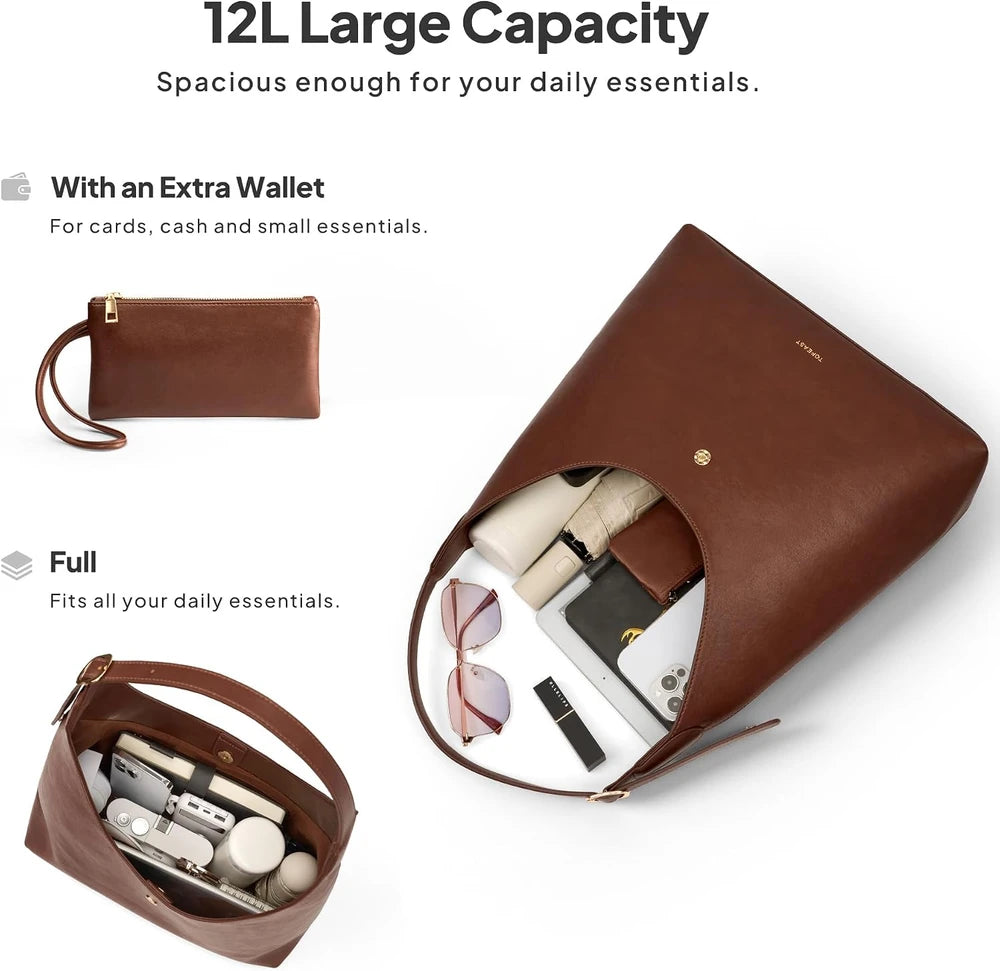Slouchy Vegan Leather Hobo Bag