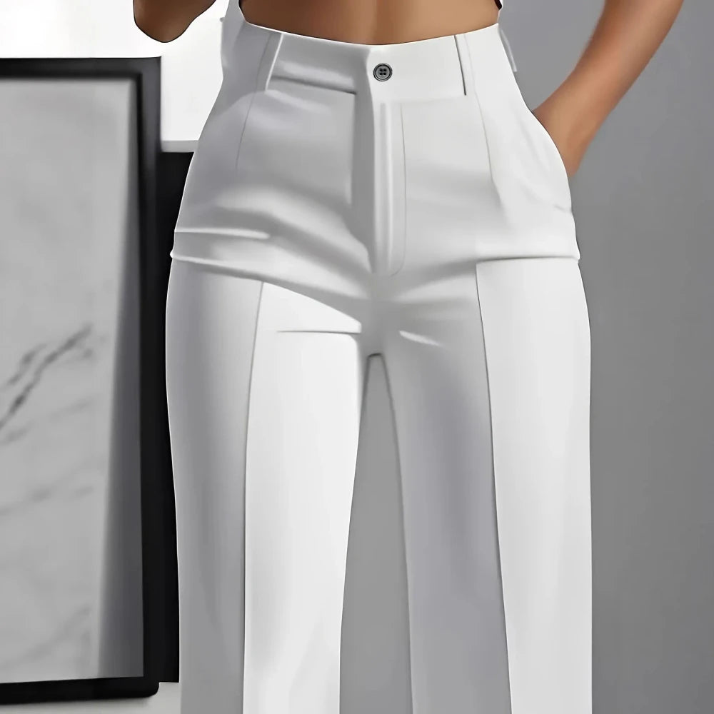 High-Waisted Straight-Leg Trousers