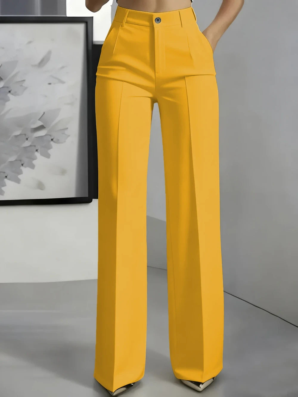 High-Waisted Straight-Leg Trousers