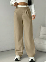 High-Waist Contrast Commuter Trousers