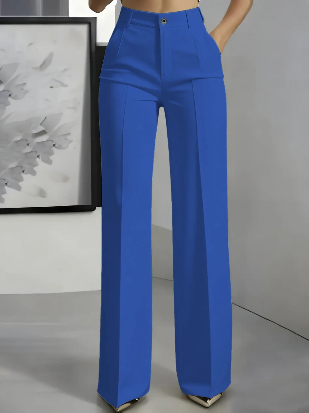 High-Waisted Straight-Leg Trousers