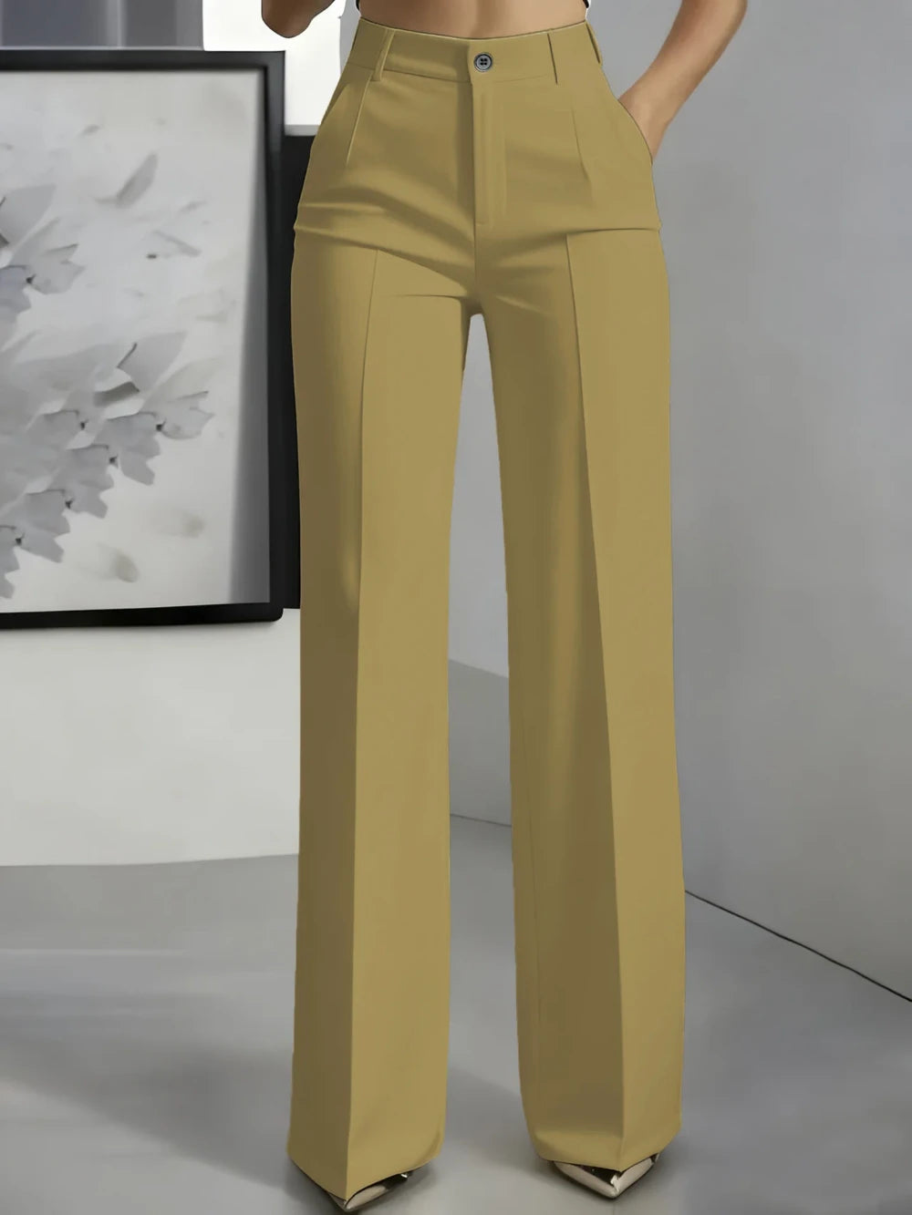 High-Waisted Straight-Leg Trousers