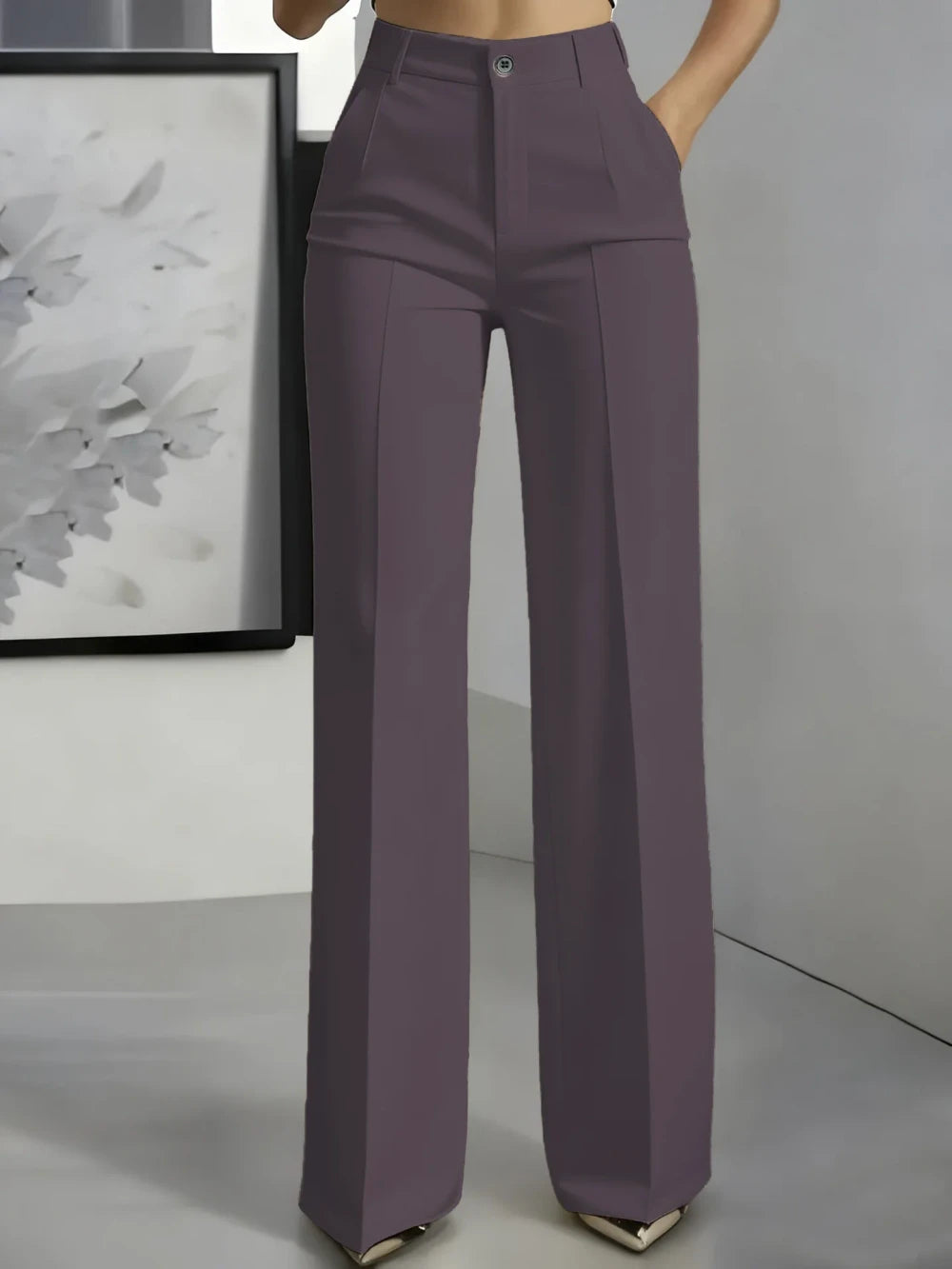 High-Waisted Straight-Leg Trousers