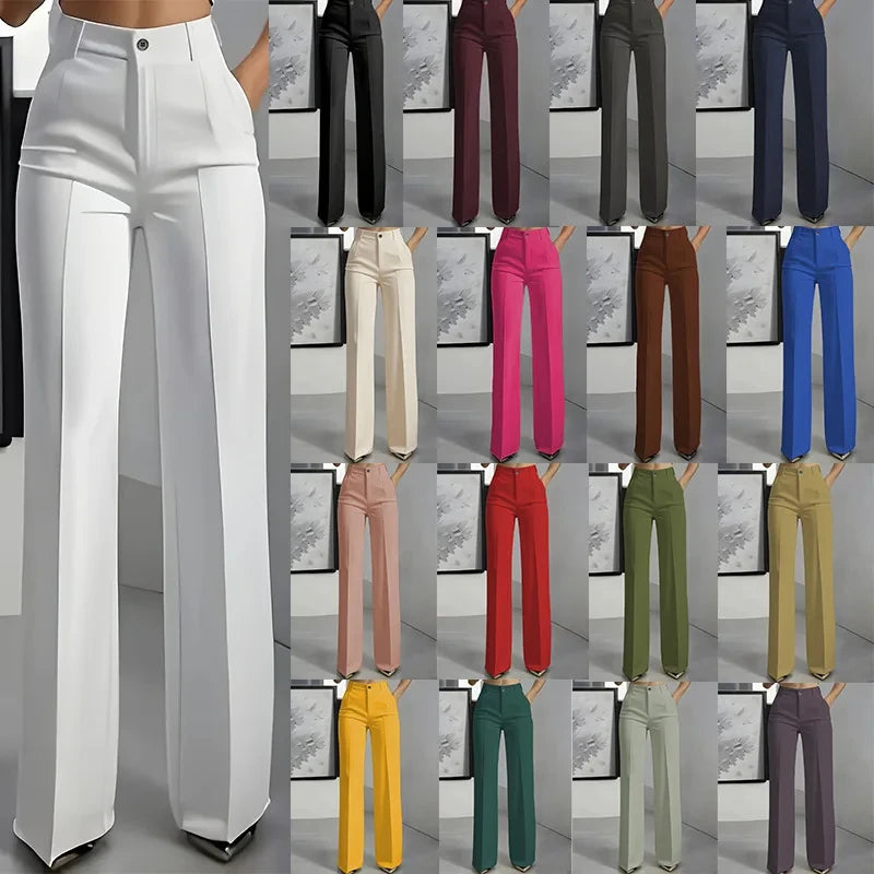 High-Waisted Straight-Leg Trousers