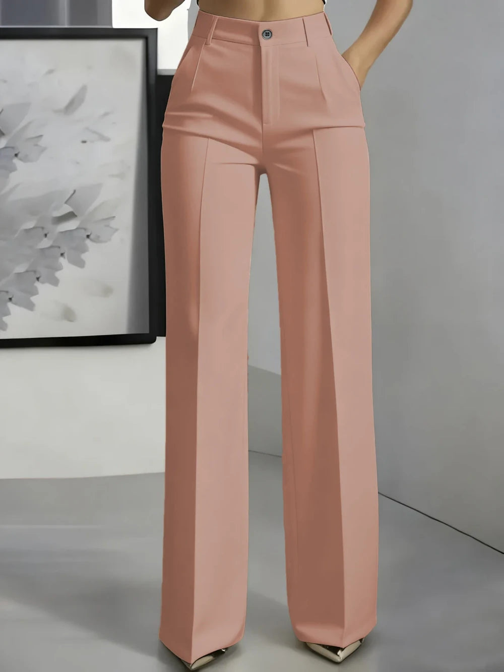High-Waisted Straight-Leg Trousers