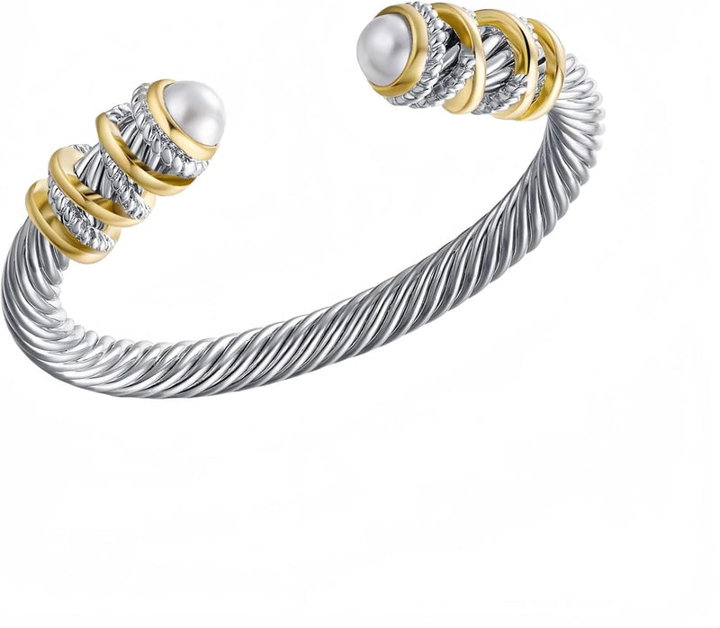 Antique Twisted Cable Pearl Cuff