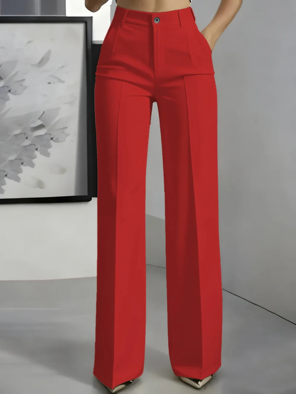 High-Waisted Straight-Leg Trousers