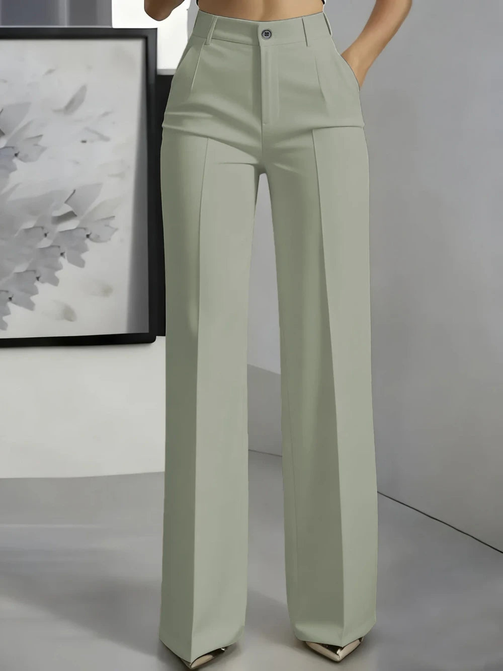 High-Waisted Straight-Leg Trousers