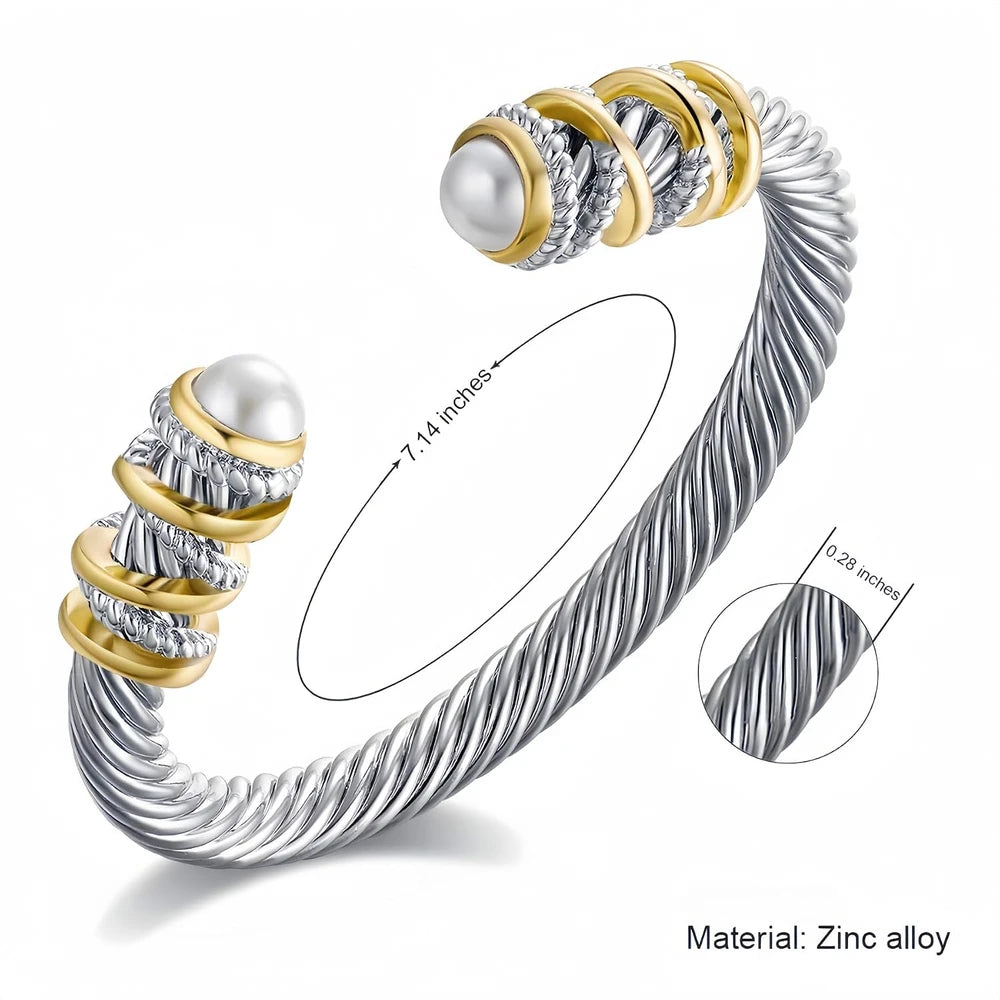 Antique Twisted Cable Pearl Cuff