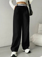 High-Waist Contrast Commuter Trousers