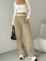 High-Waist Contrast Commuter Trousers
