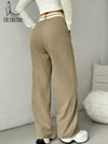 High-Waist Contrast Commuter Trousers
